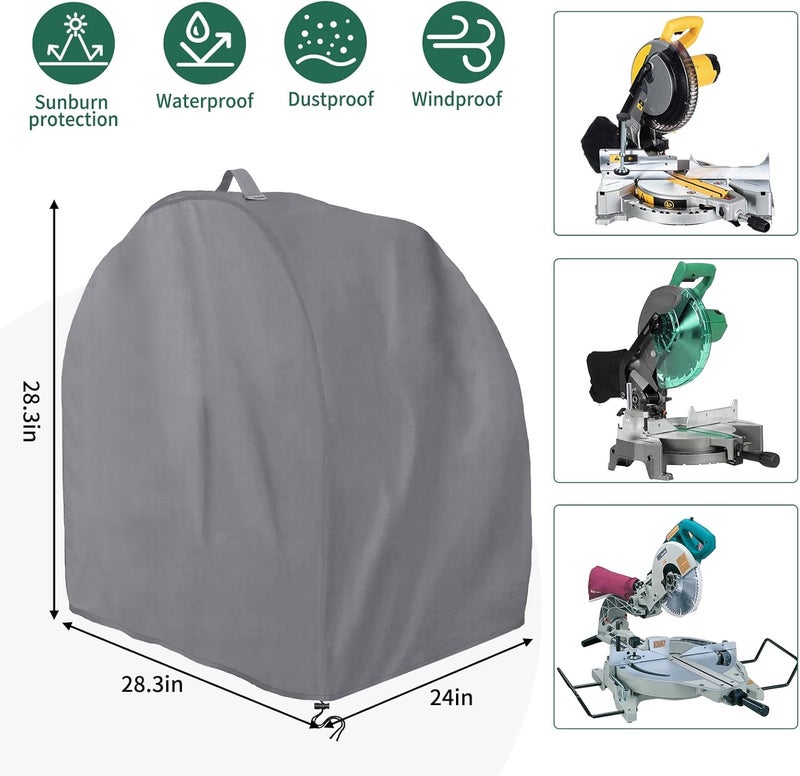 AKEfit Miter Saw Cover,Waterproof & Dustproof Portable Table Saw Cover for Most Miter Planers,28.3''L x 24''W x 28.3''H-Gray - Image 2